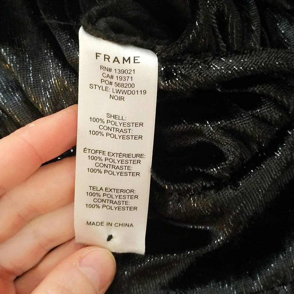 FRAME Black velvet sparkle long sleeve dress - Picture 4 of 4